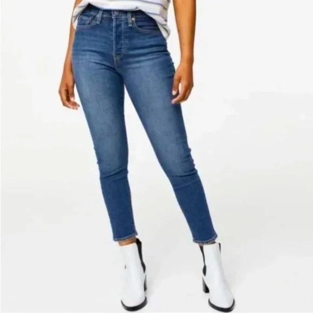 Levis Wedgie Skinny Jeans‎ Womens W28 Blue High Rise Button Fly Denim Classic